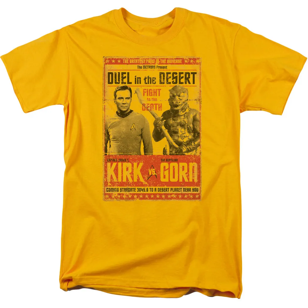 Star Trek Duel in the Desert Mens T Shirt Gold