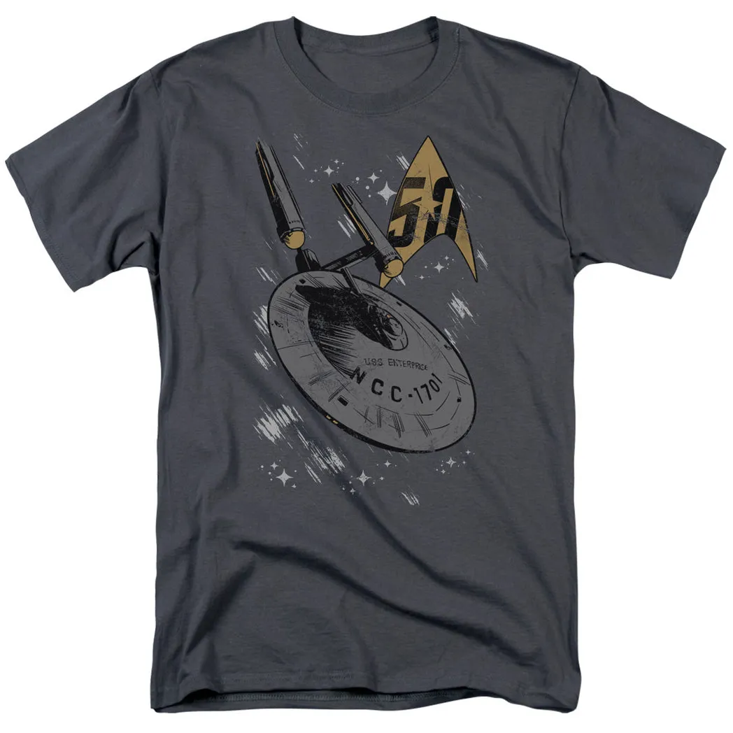 Star Trek Enterprise Dash Mens T Shirt Charcoal