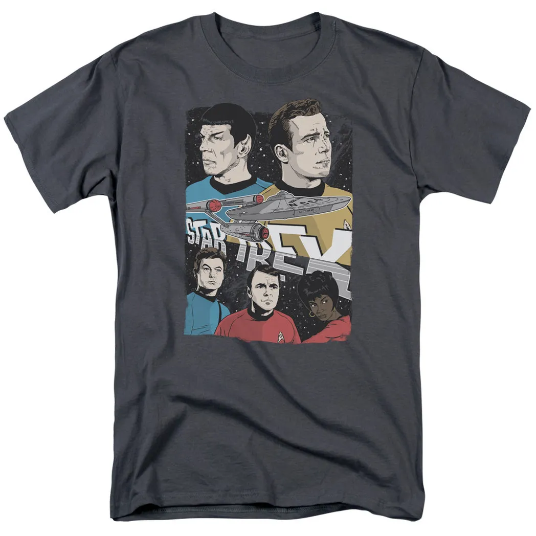 Star Trek IlluStar Trekrated Crew Mens T Shirt Charcoal