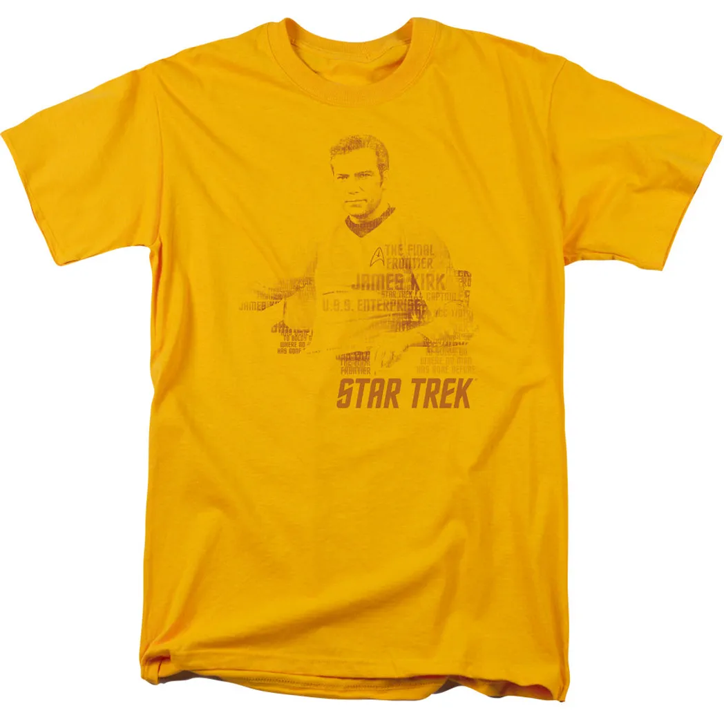 Star Trek Kirk Words Mens T Shirt Gold