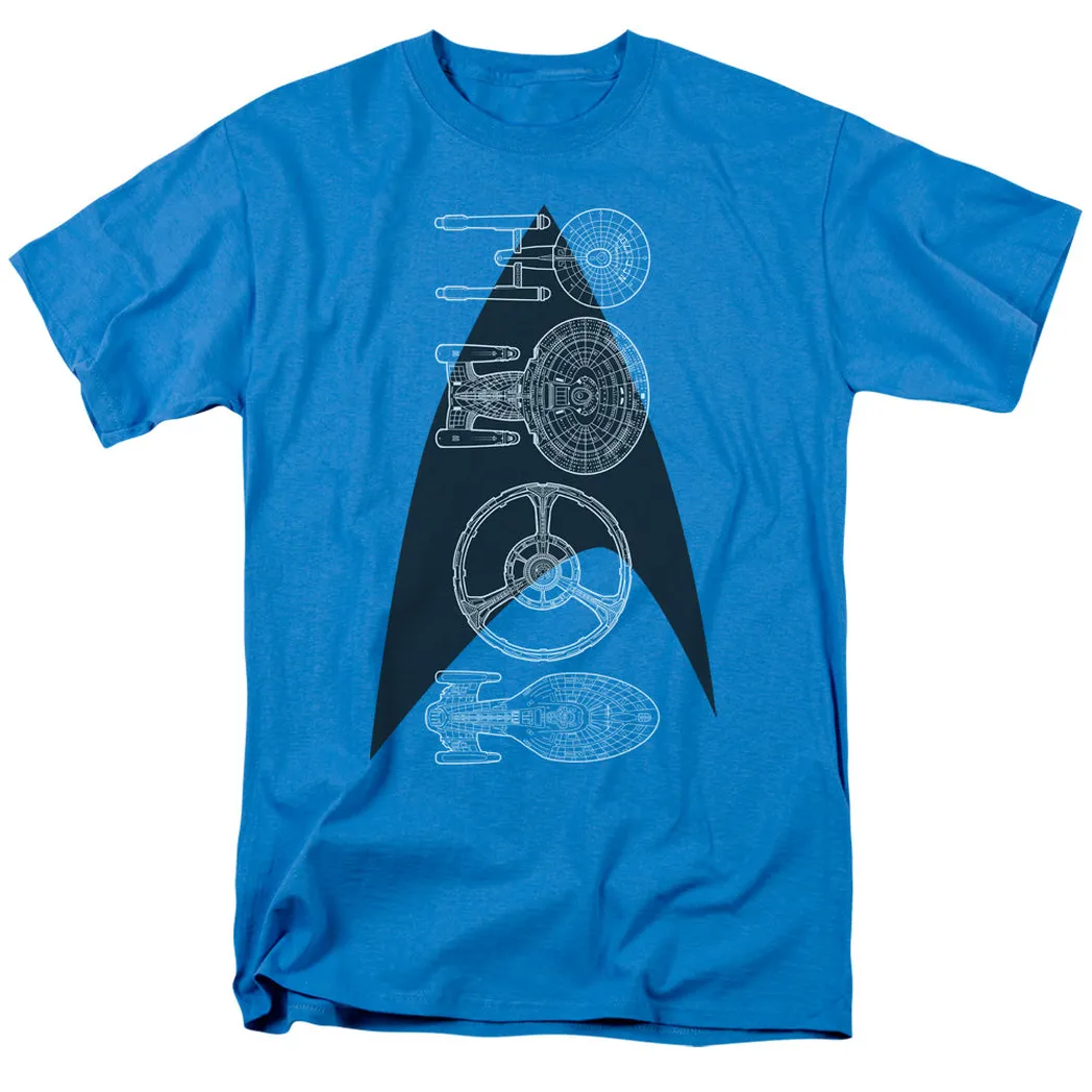 Star Trek Line of Ships Mens T Shirt Turquoise