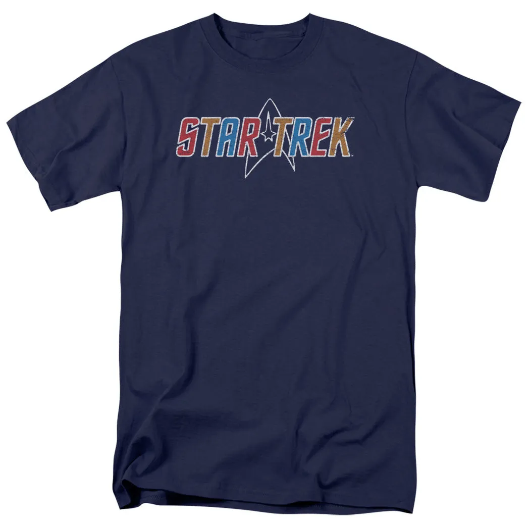 Star Trek Multi Colored Logo Mens T Shirt Navy