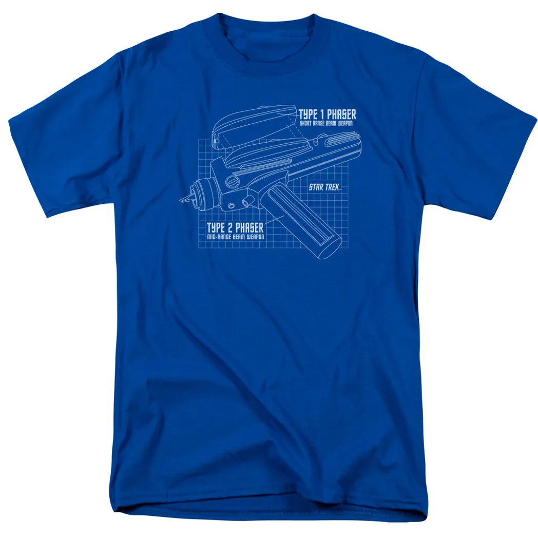 Star Trek Phaser Plans Mens T Shirt Royal Blue