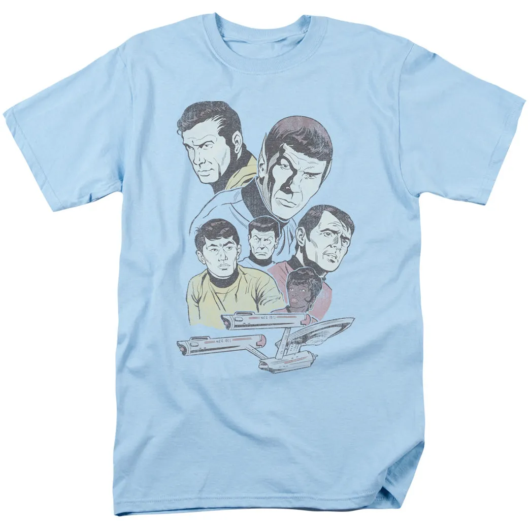 Star Trek Retro Crew Mens T Shirt Light Blue