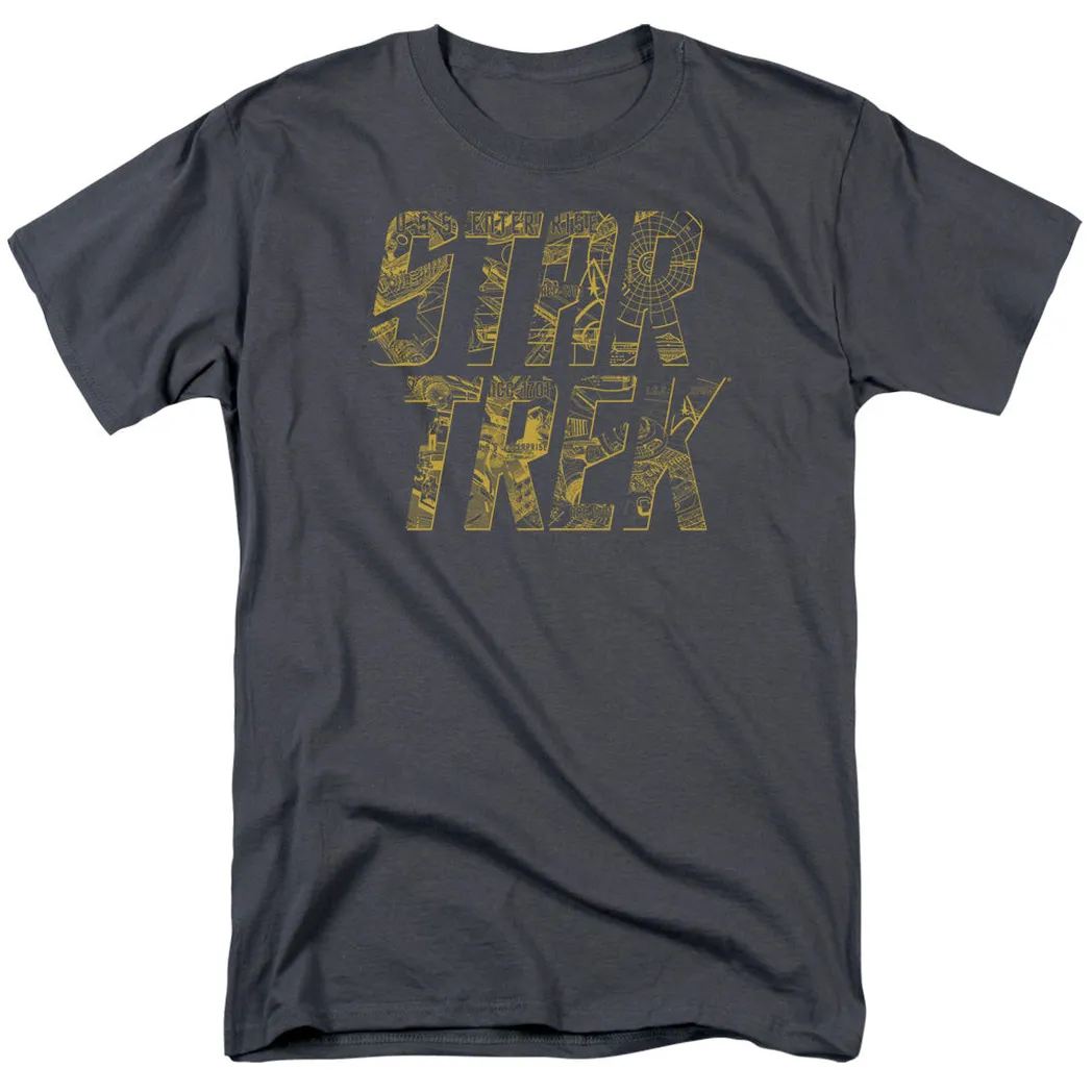 Star Trek Schematic Logo Mens T Shirt Charcoal