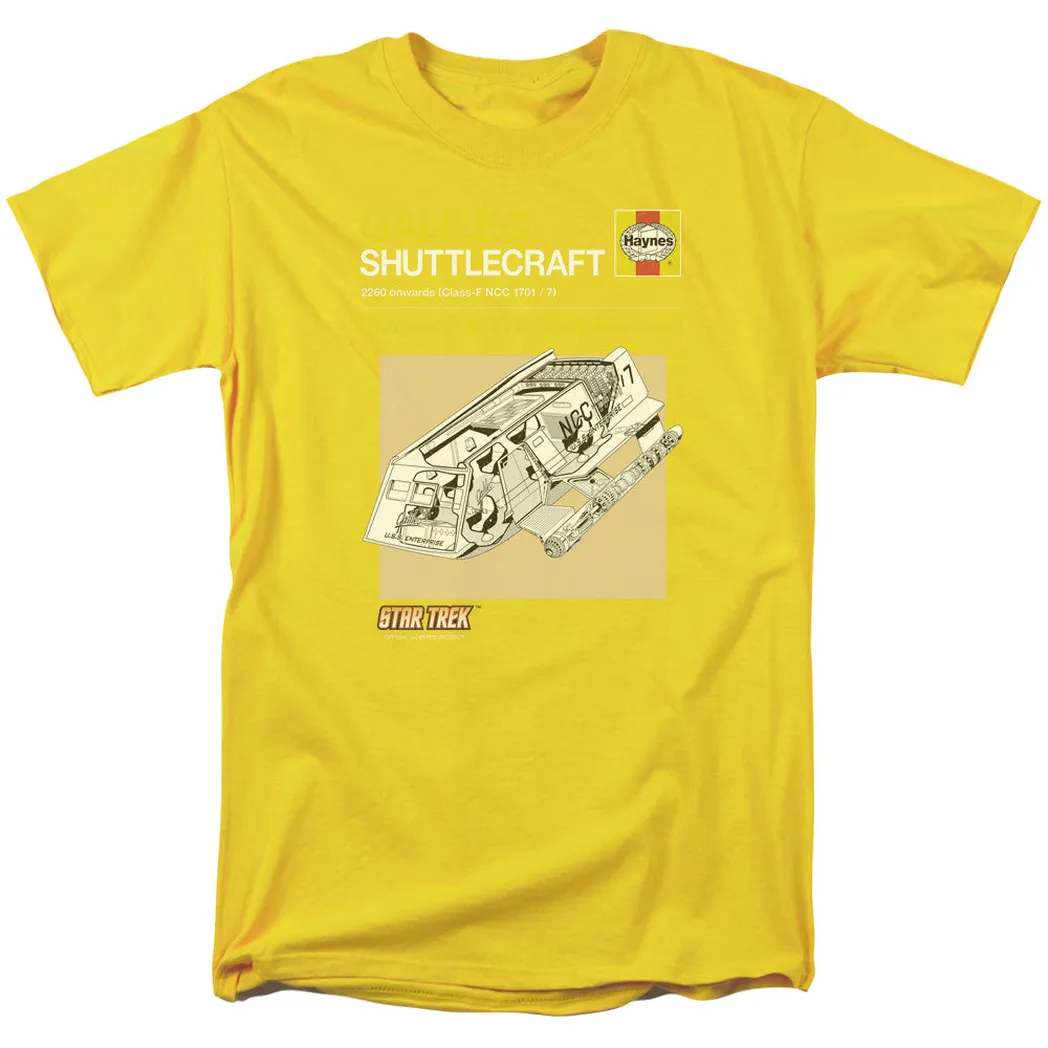 Star Trek Shuttle Manual Mens T Shirt Yellow