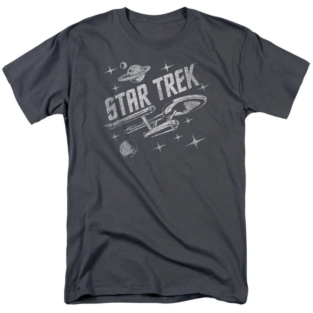 Star Trek Through Space Mens T Shirt Charcoal