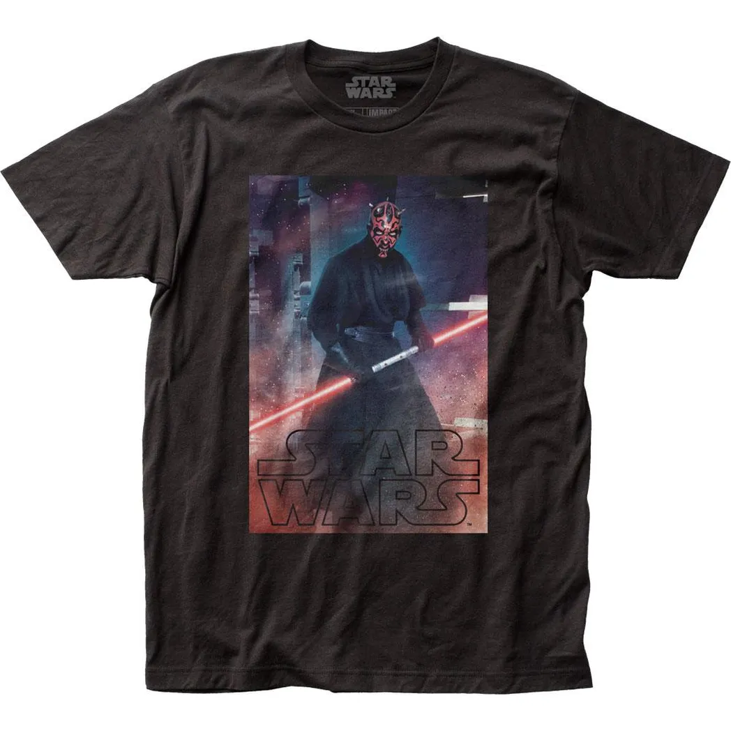 Star Wars Darth Maul with Logo Mens T Shirt Black