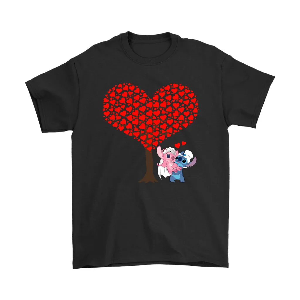 Stitch And Angel Love The Wedding Hearts Tree Disney Unisex T-Shirt, Hoodie, Sweatshirt