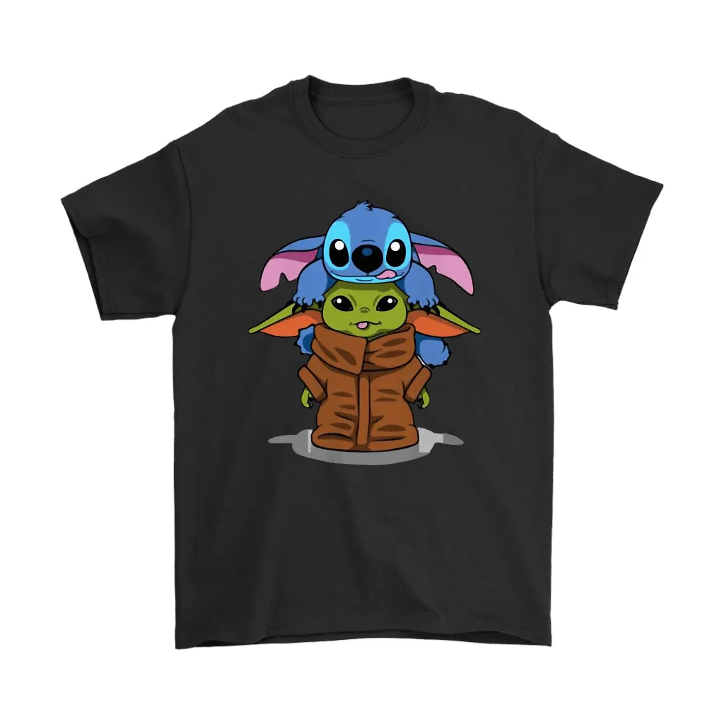 Stitch Climbing On Baby Yoda Disney Star Wars Unisex T-Shirt, Hoodie, Sweatshirt