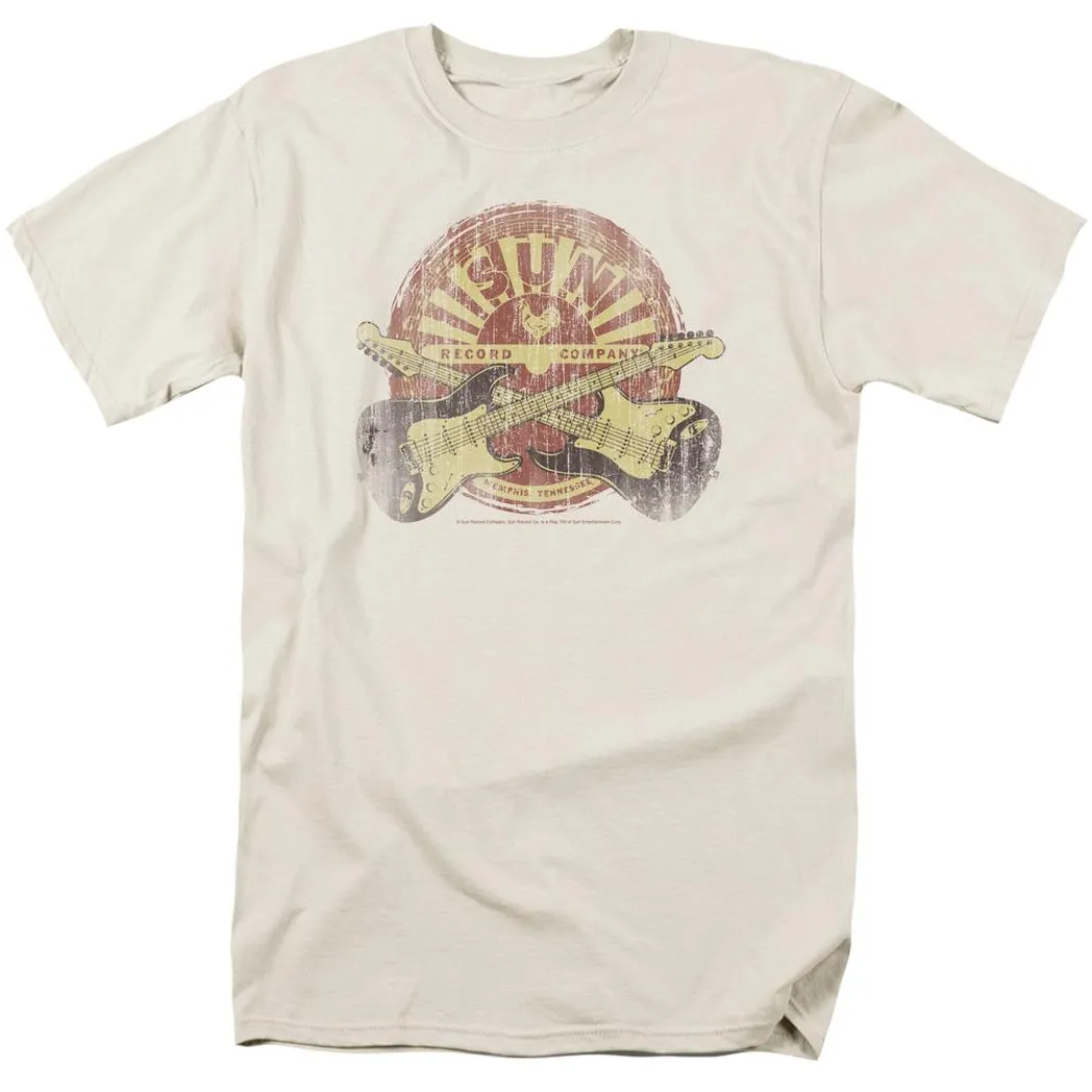 Sun Records Crossed Guitars Mens T Shirt Cream