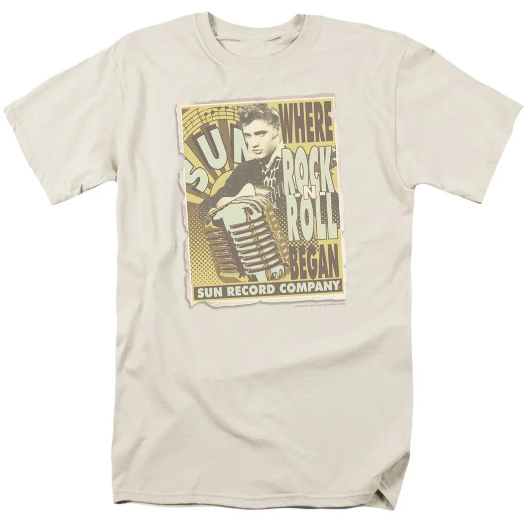 Sun Records Rock N Roll Began Poster Mens T Shirt Cream