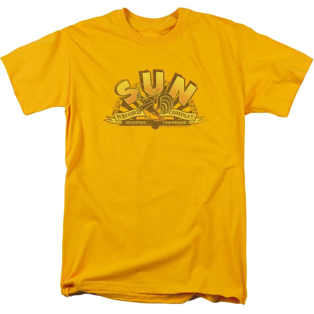 Sun Records Rockin Rooster Logo Mens T Shirt Gold