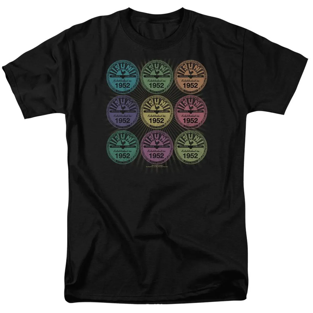 Sun Records Rocking Color Block Mens T Shirt Black