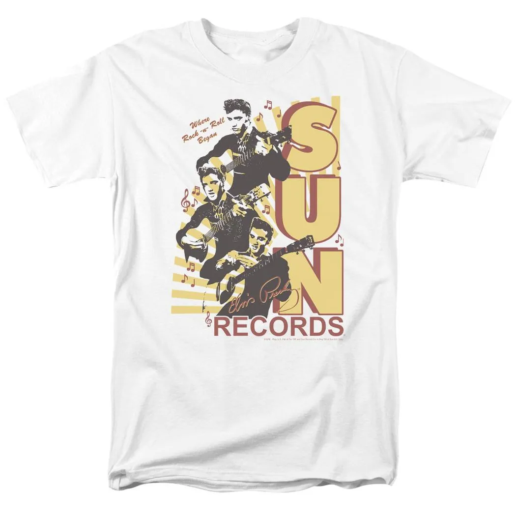 Sun Records Tri Elvis Mens T Shirt White