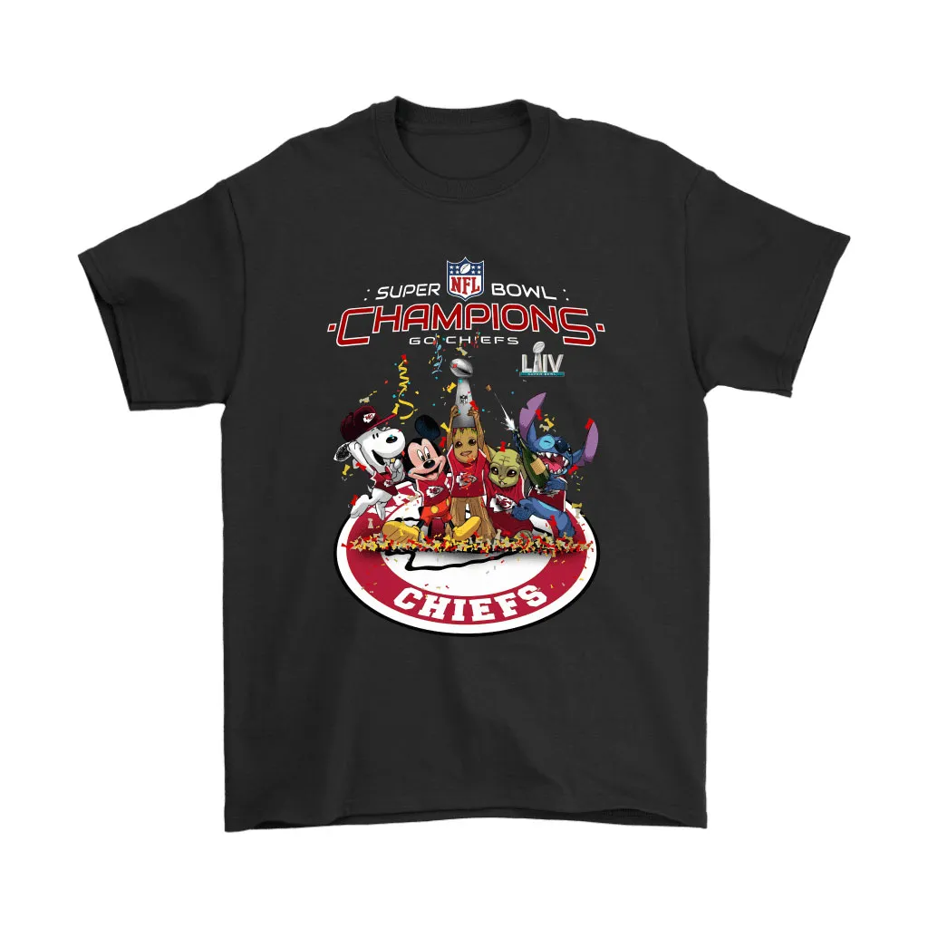 Super Bowl Liv Champions Go Kansas City Chief Snoopy Mickey Unisex T-Shirt, Hoodie, Sweatshirt