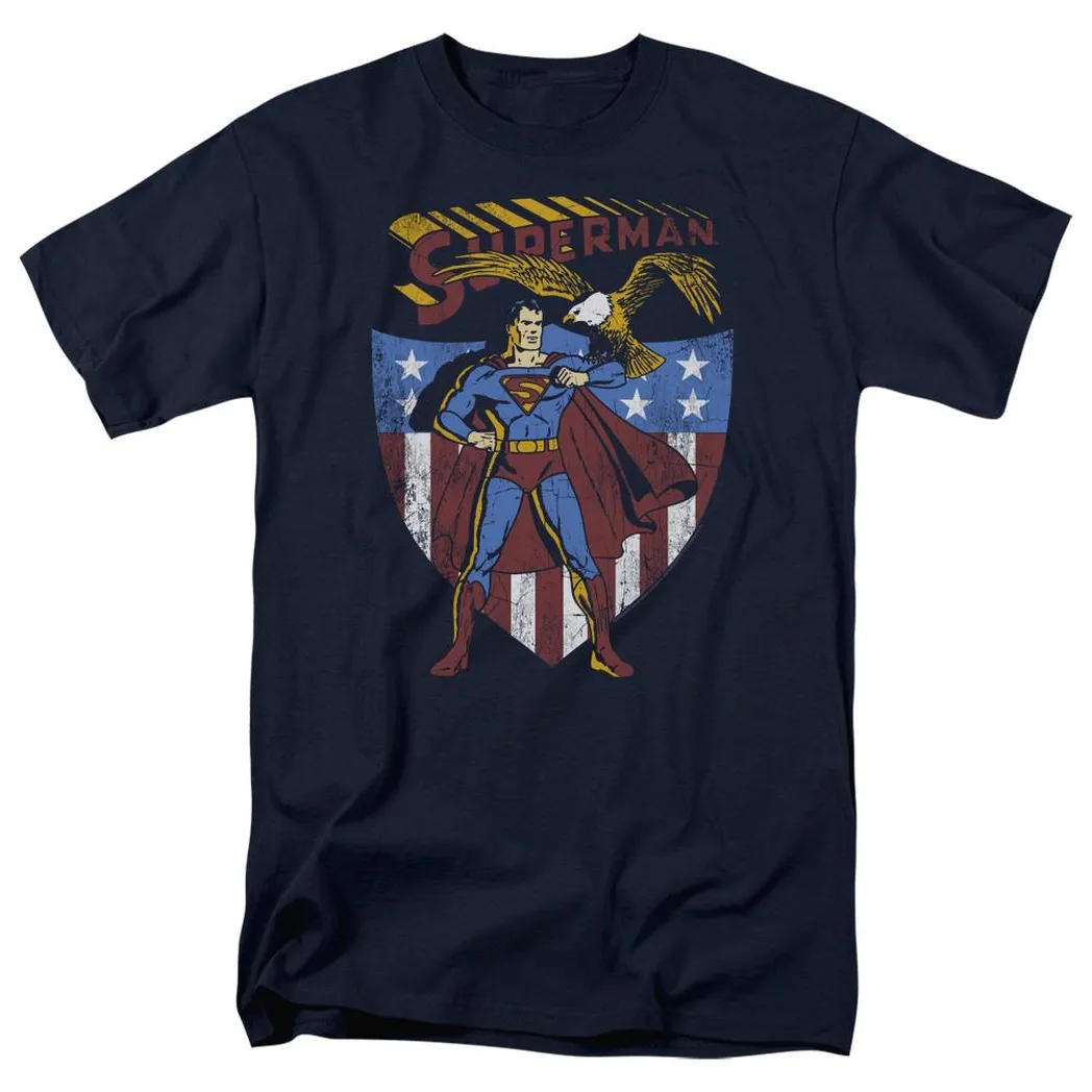 Superman All American Mens T Shirt Navy Blue