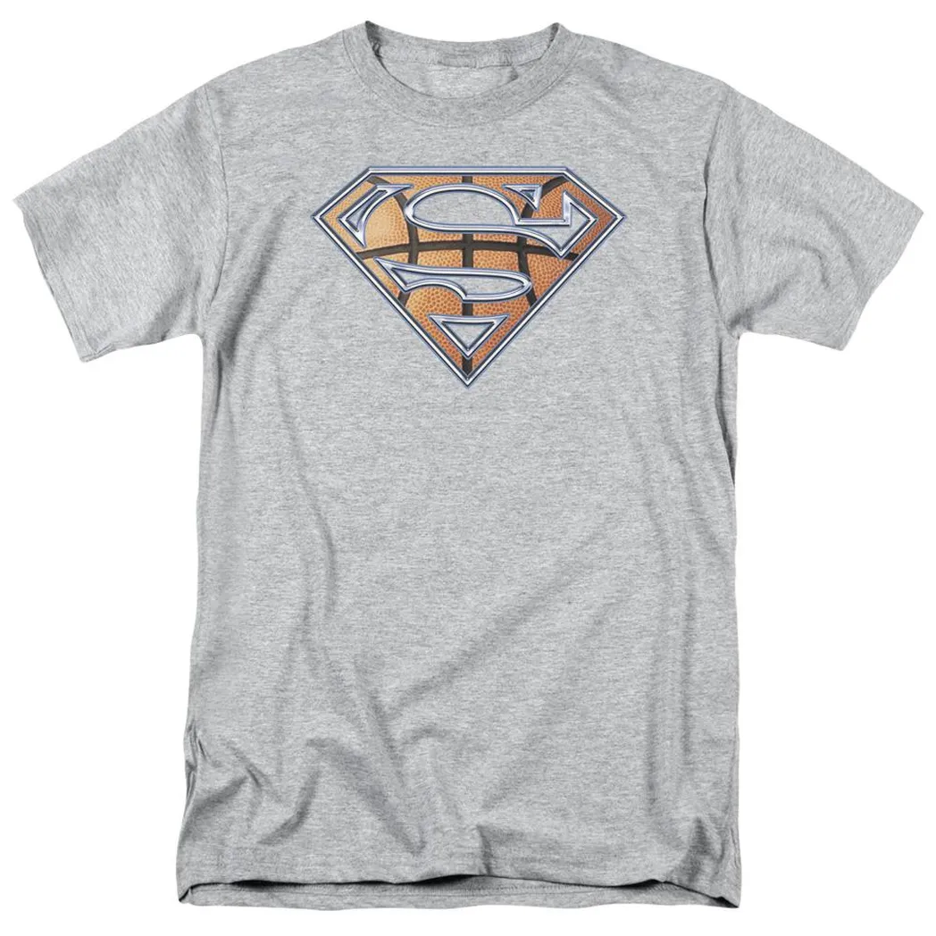 Superman Basketball Shield Mens T Shirt Athletic Heather