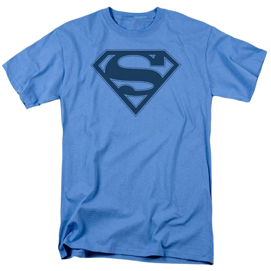 Superman Blue & Navy Blue Shield Mens T Shirt Carolina Blue