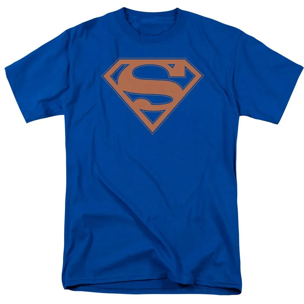 Superman Blue & Orange Shield Mens T Shirt Royal Blue