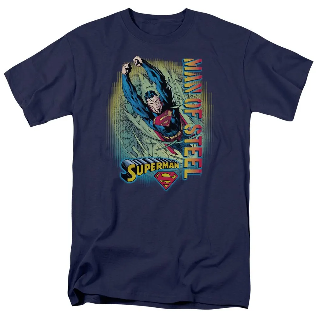 Superman Breakthrough Mens T Shirt Navy Blue