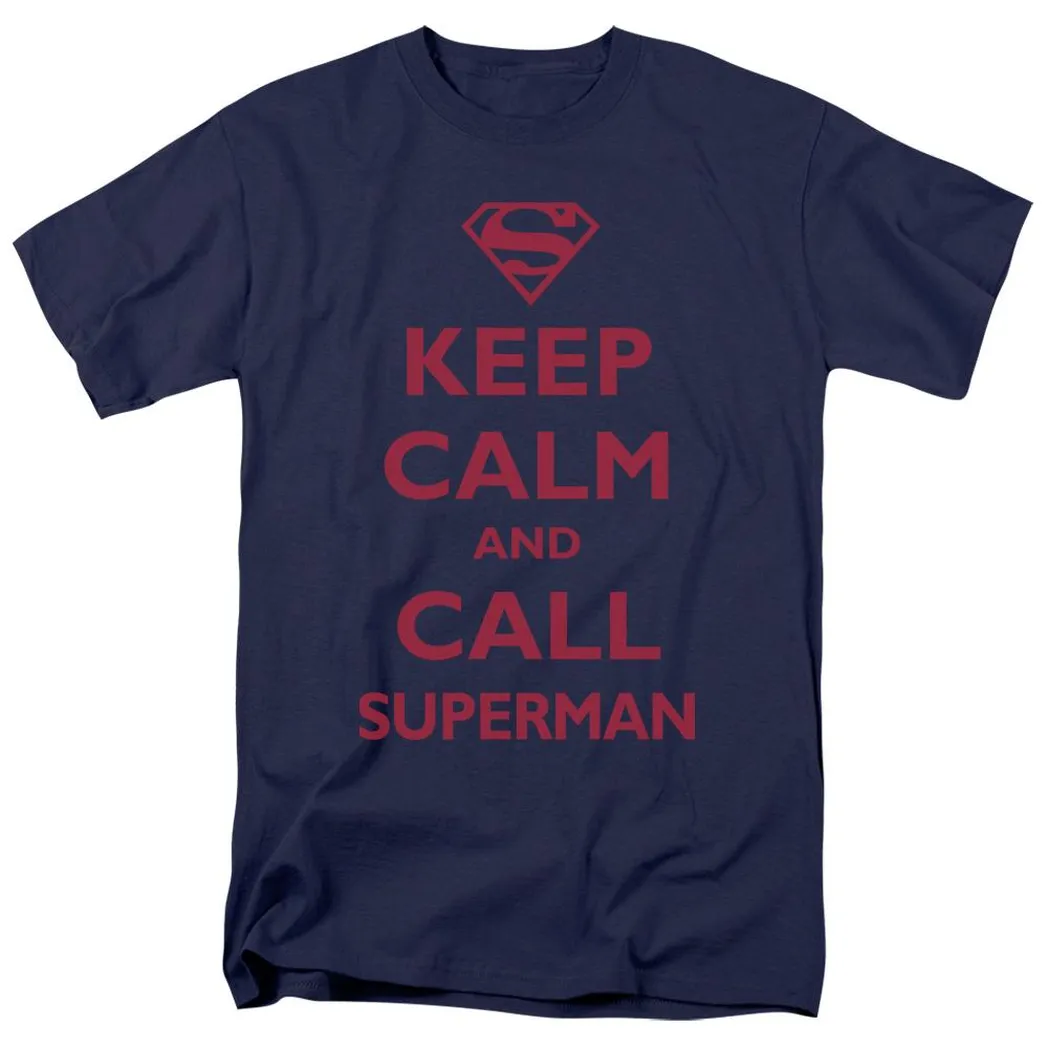 Superman Call Superman Mens T Shirt Navy Blue