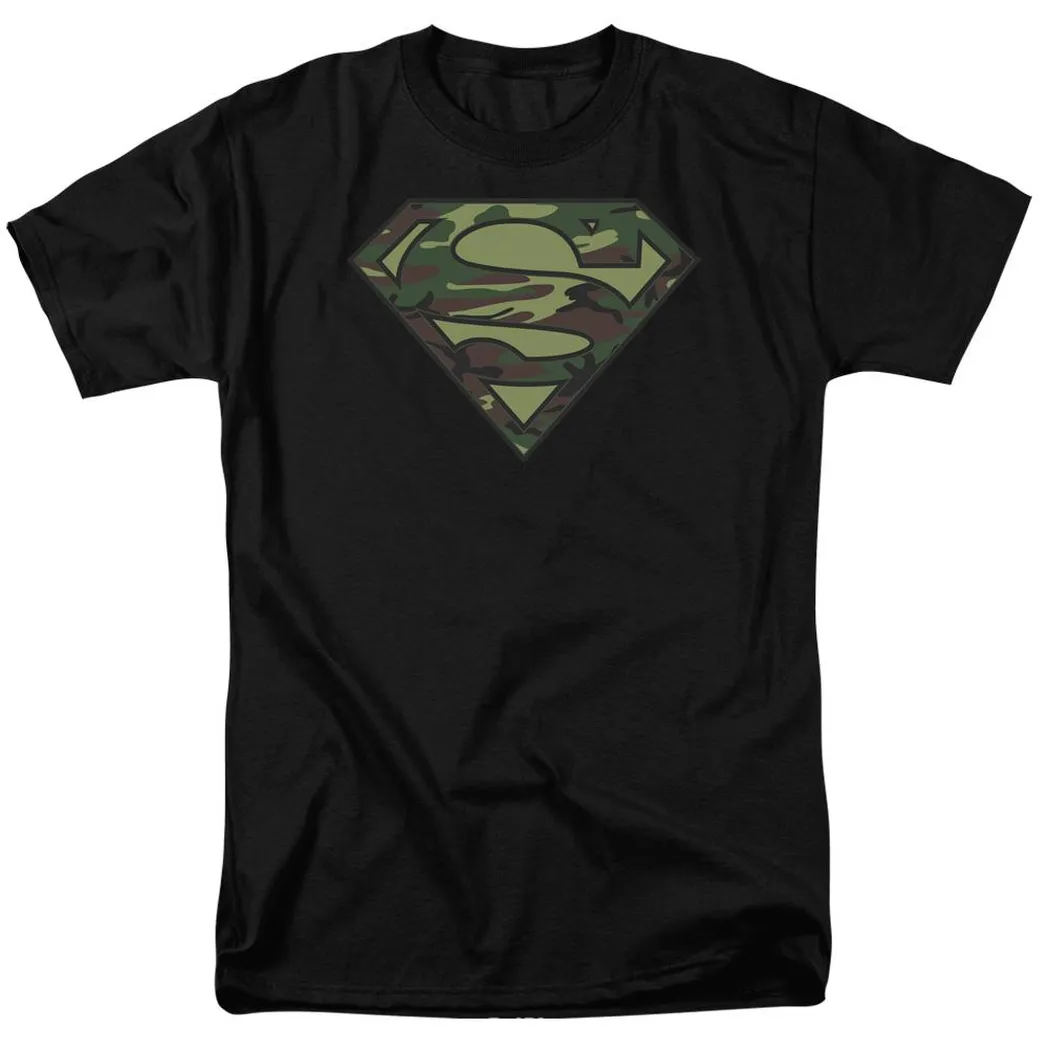 Superman Camo Logo Mens T Shirt Black