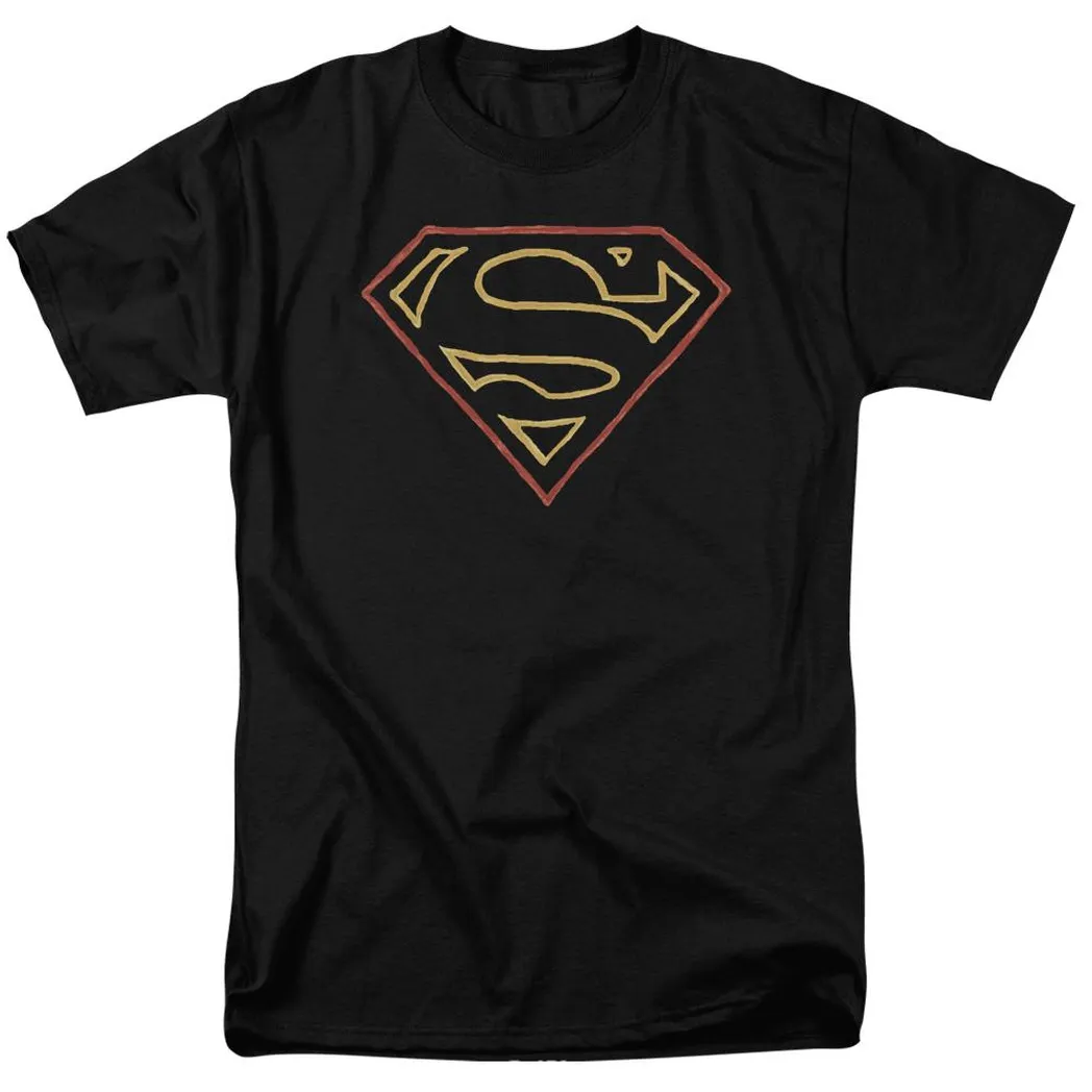 Superman Colored Shield Mens T Shirt Black