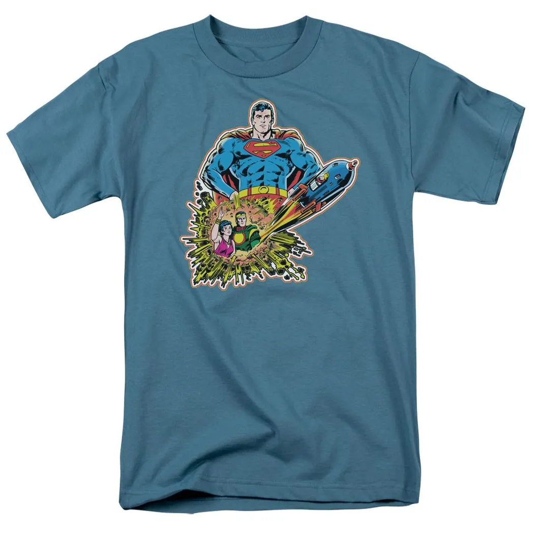 Superman Doomed Planet Mens T Shirt Slate