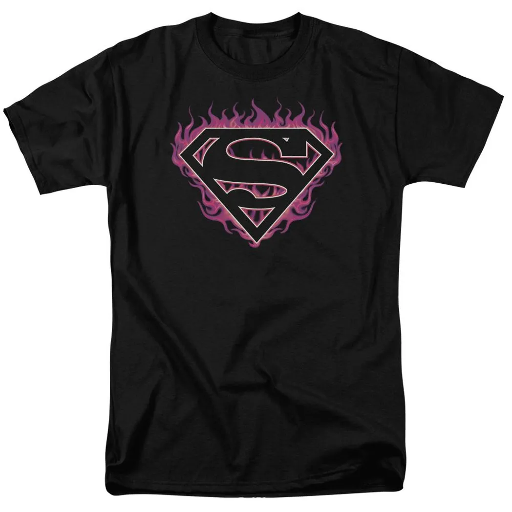 Superman Fuchsia Flames 2 Mens T Shirt Black