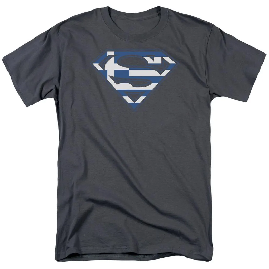 Superman Greek Shield Mens T Shirt Charcoal