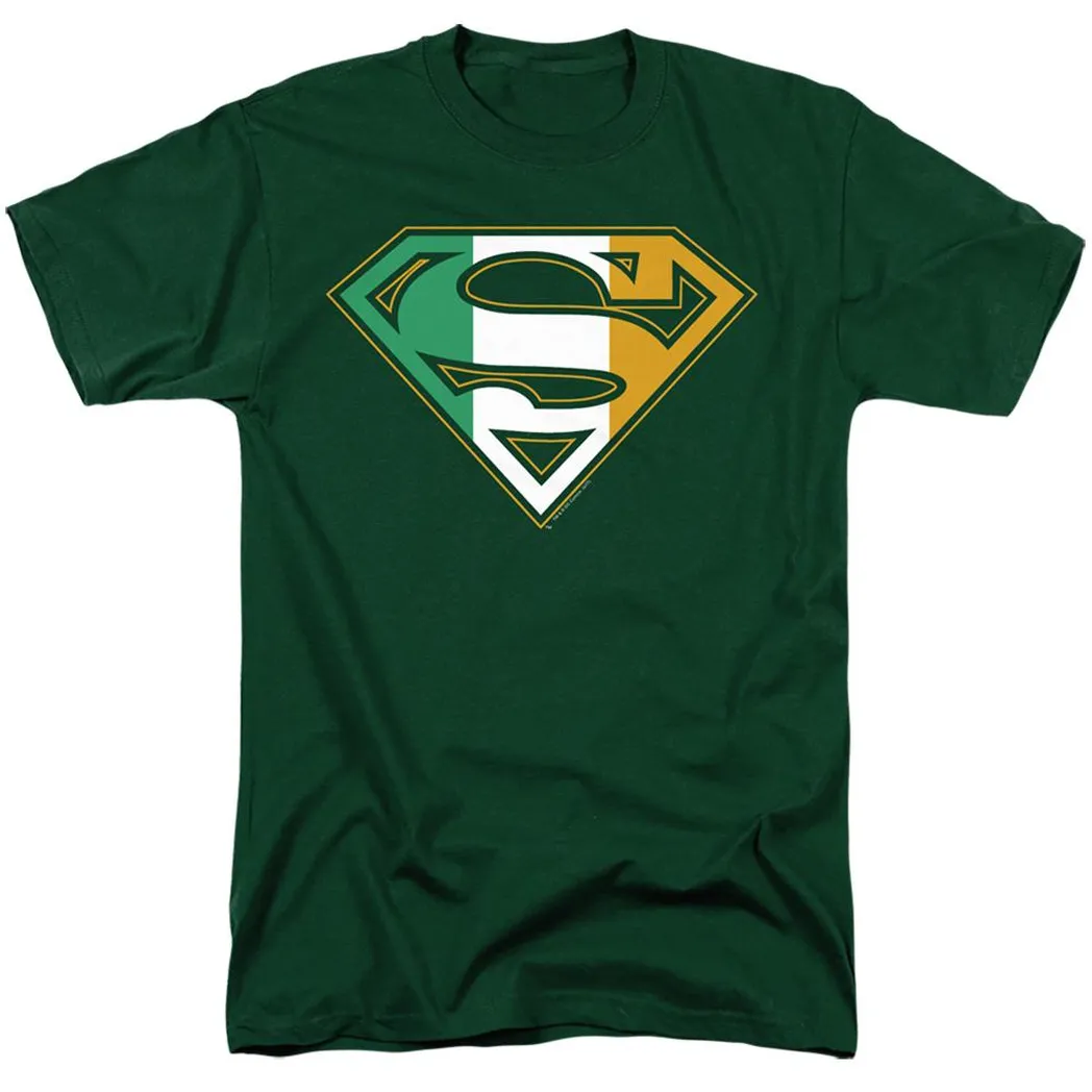 Superman Irish Shield Mens T Shirt Hunter Green