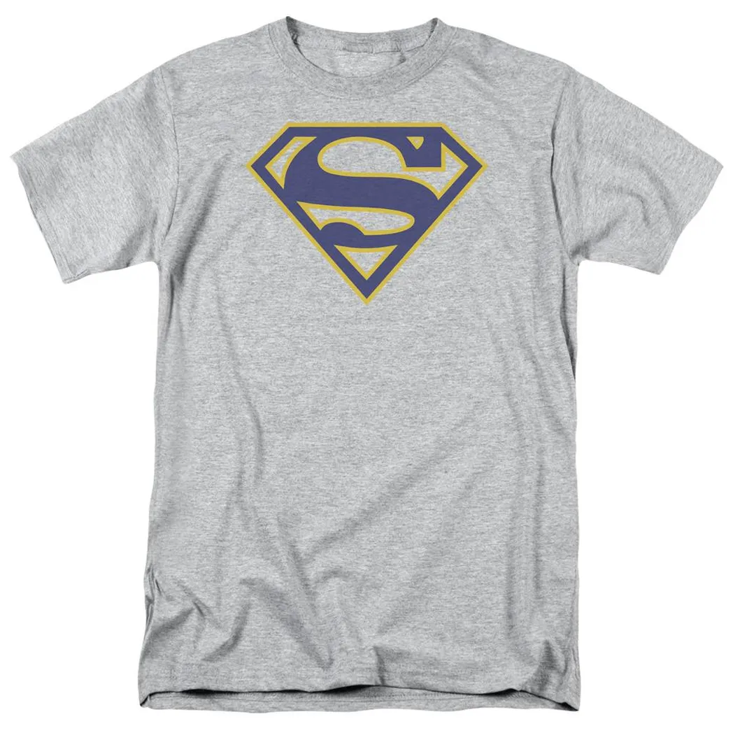 Superman Maize & Blue Shield Mens T Shirt Athletic Heather