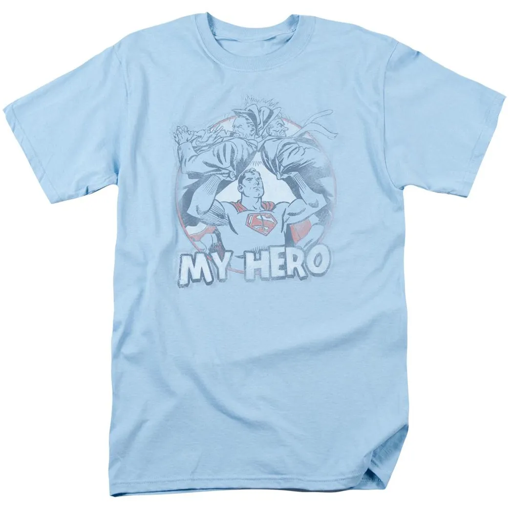 Superman My Hero Mens T Shirt Light Blue