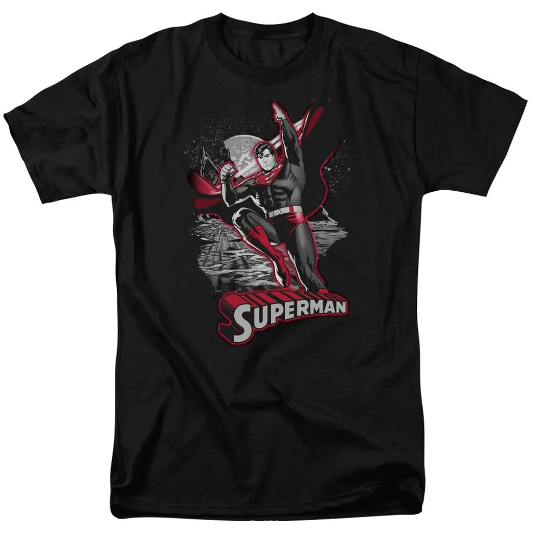 Superman Red & Gray Mens T Shirt Black