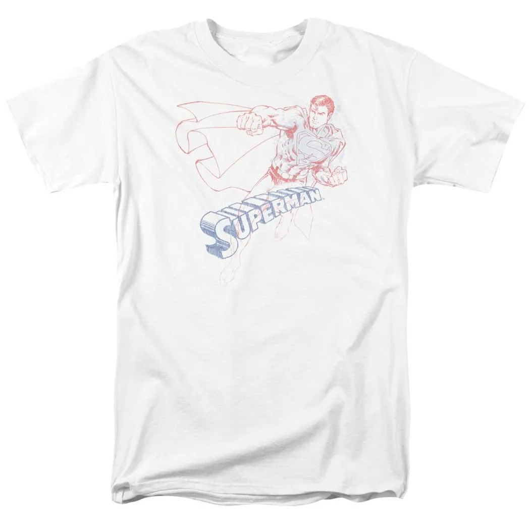 Superman Sketch Mens T Shirt White