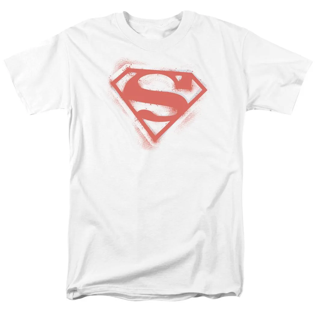 Superman Spray Paint Shield Mens T Shirt White