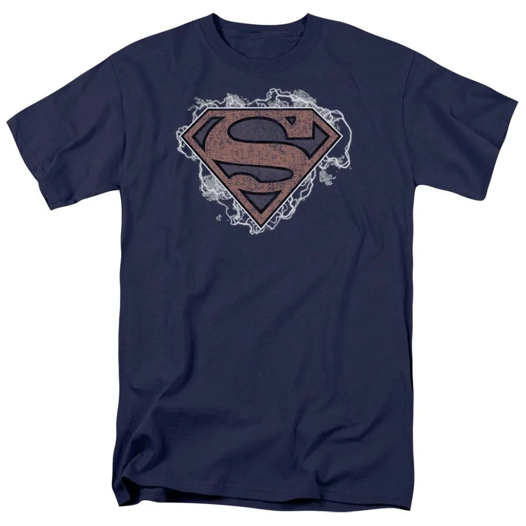 Superman Storm Cloud Supes Mens T Shirt Navy Blue