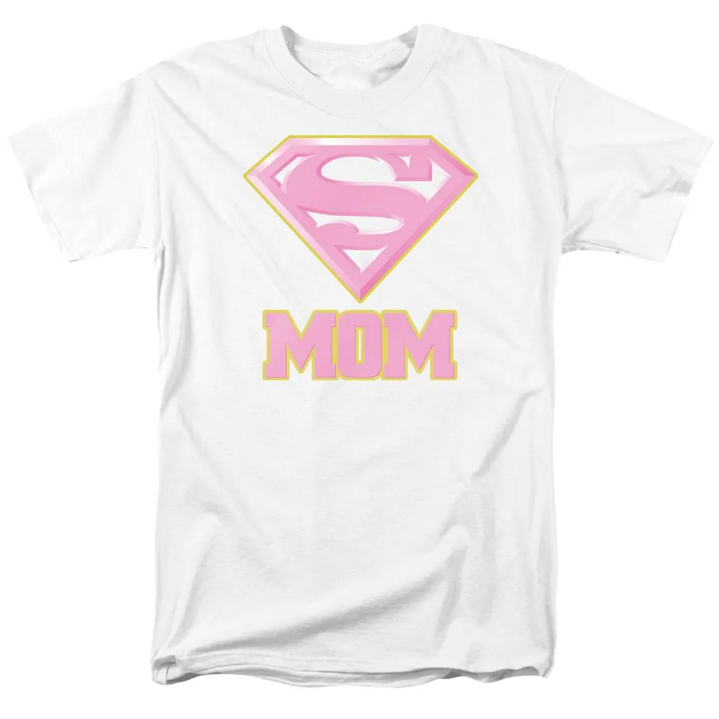 Superman Super Mom Pink Mens T Shirt White