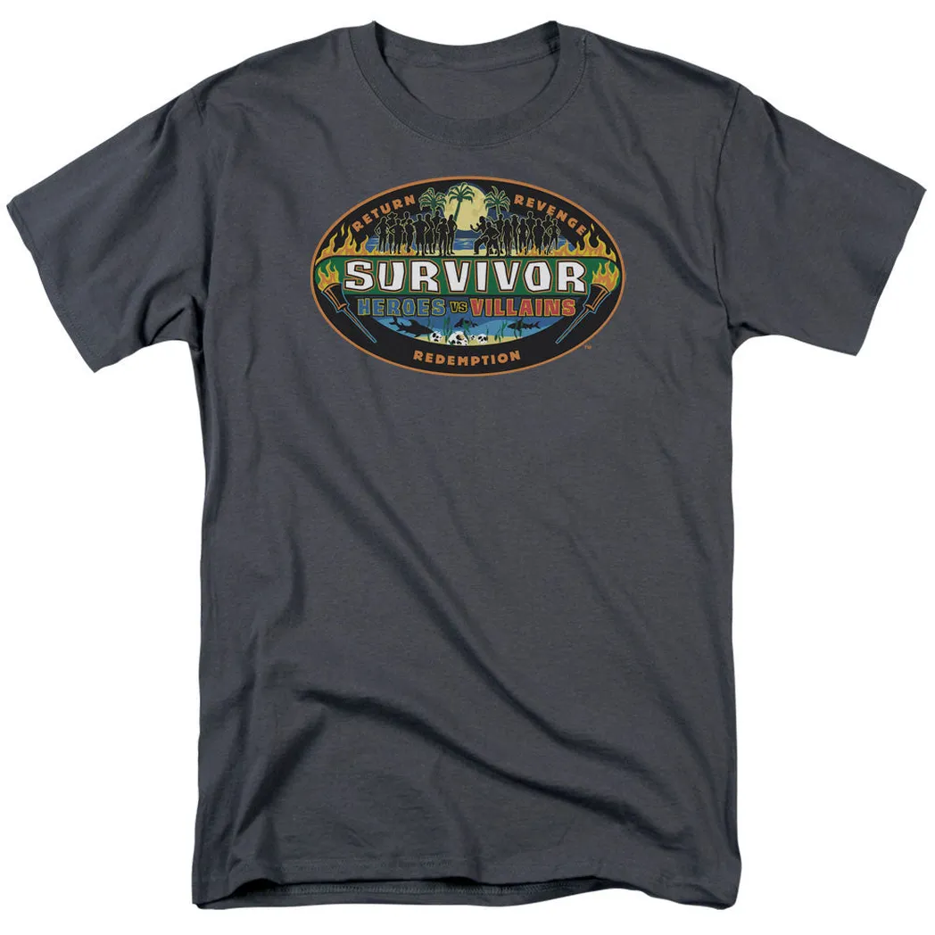 Survivor Heroes Vs Villains Mens T Shirt Charcoal