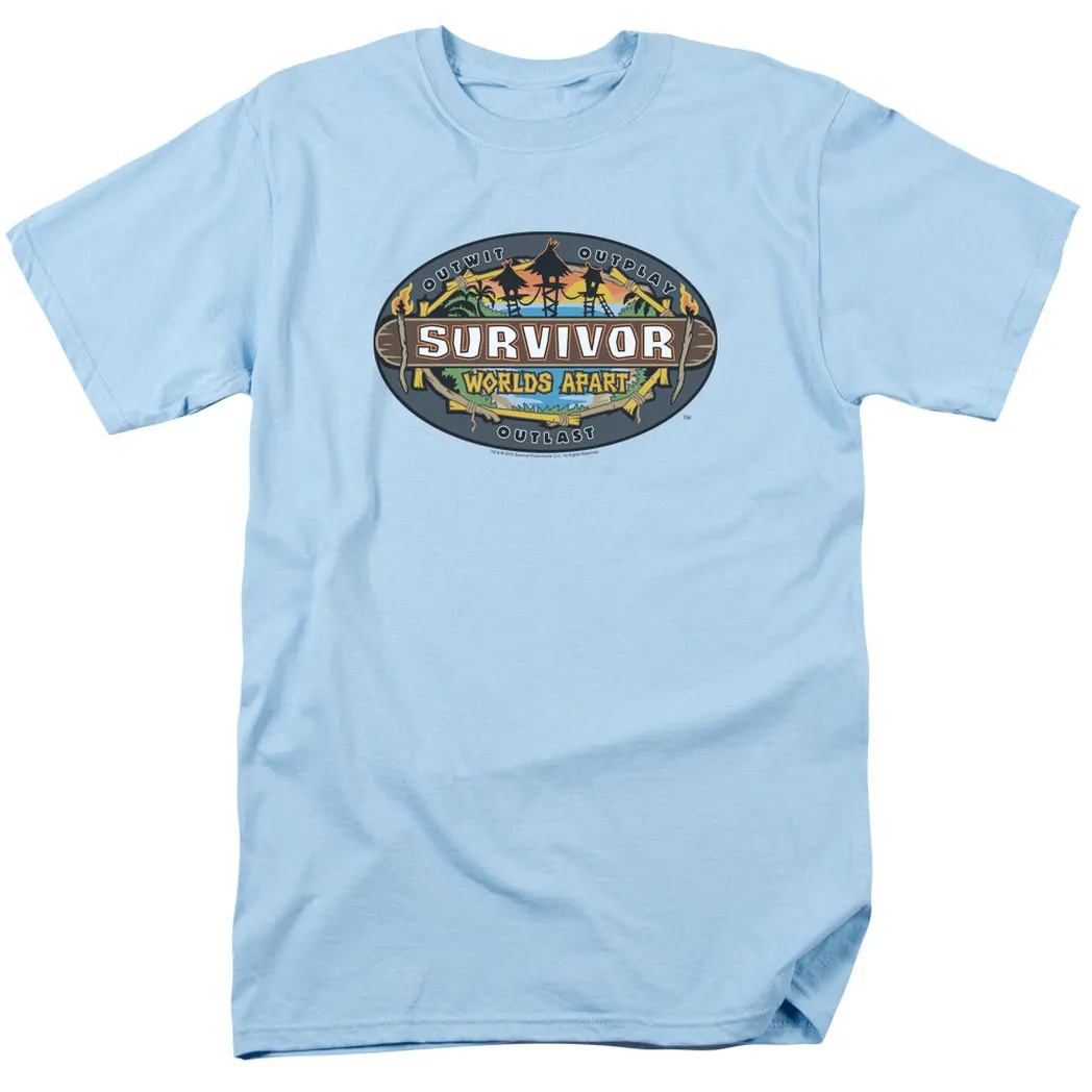 Survivor Worlds Apart Logo Mens T Shirt Light Blue