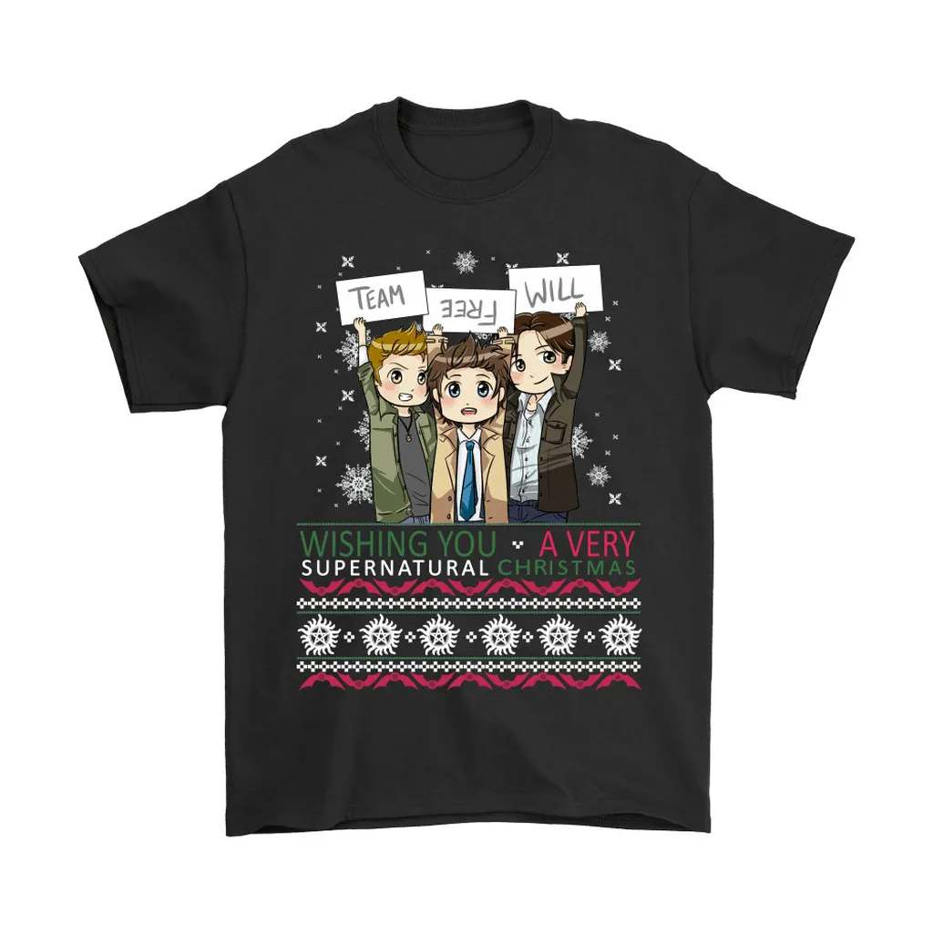 Team Free Will Wishing You A Very Supernatural Christmas Unisex T-Shirt, Hoodie, Sweatshirt