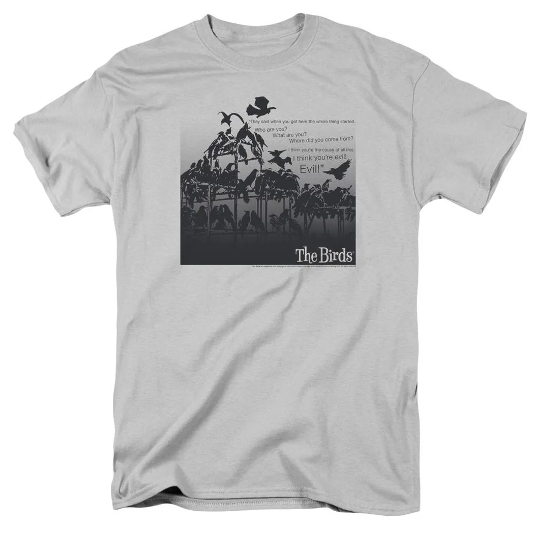 The Birds Evil Mens T Shirt Silver