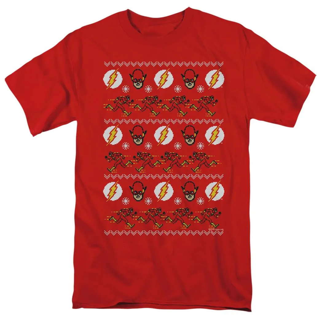 The Flash the Flash Ugly Christmas Sweater Mens T Shirt Red