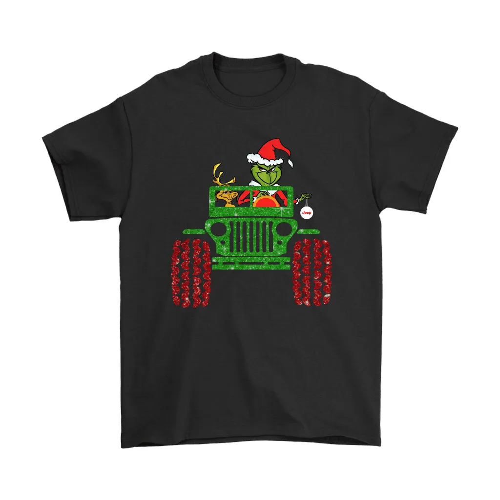 The Grinch And Max Christmas Drive On A Jeep Unisex T-Shirt, Hoodie, Sweatshirt