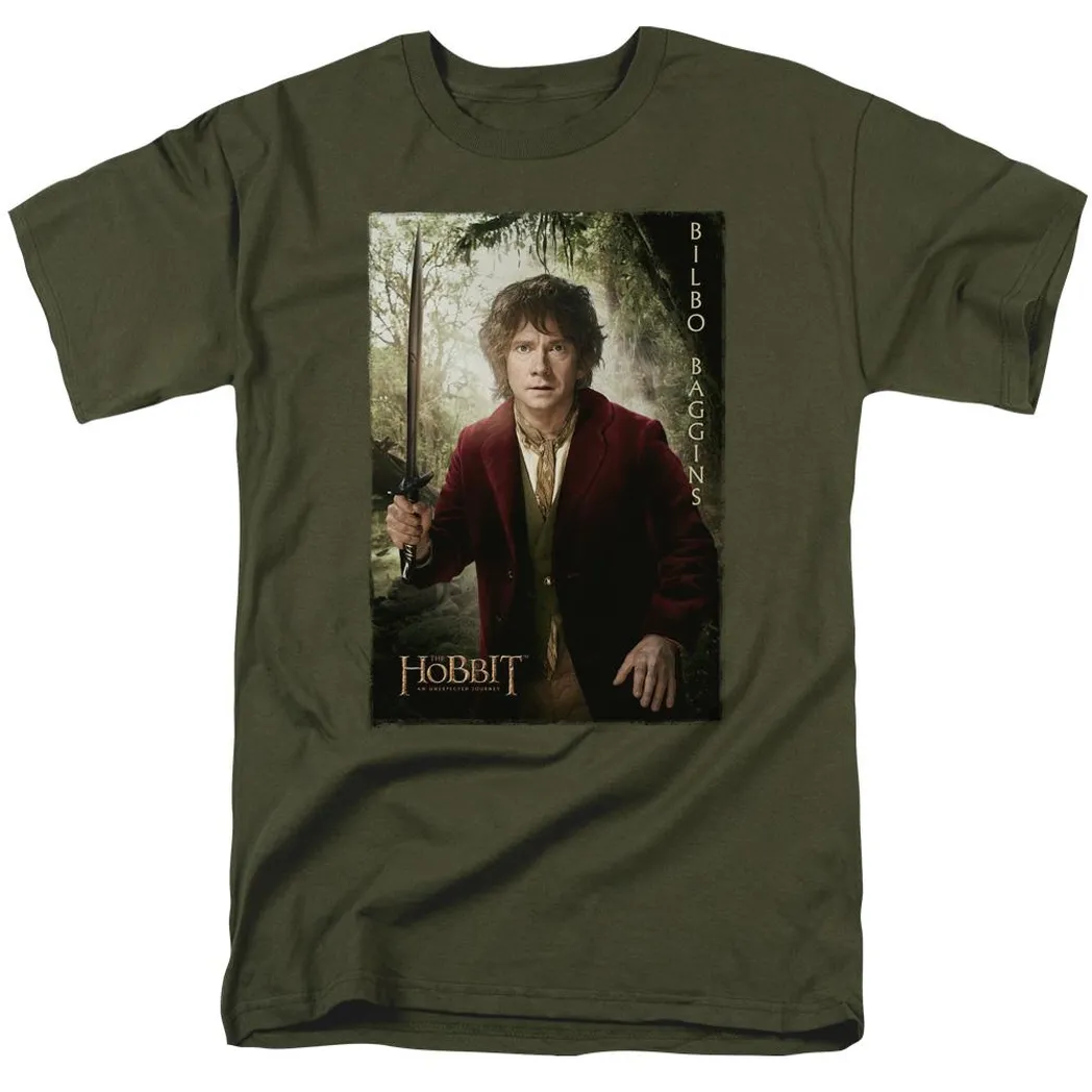 The Hobbit Bilbo Poster Mens T Shirt Military Green