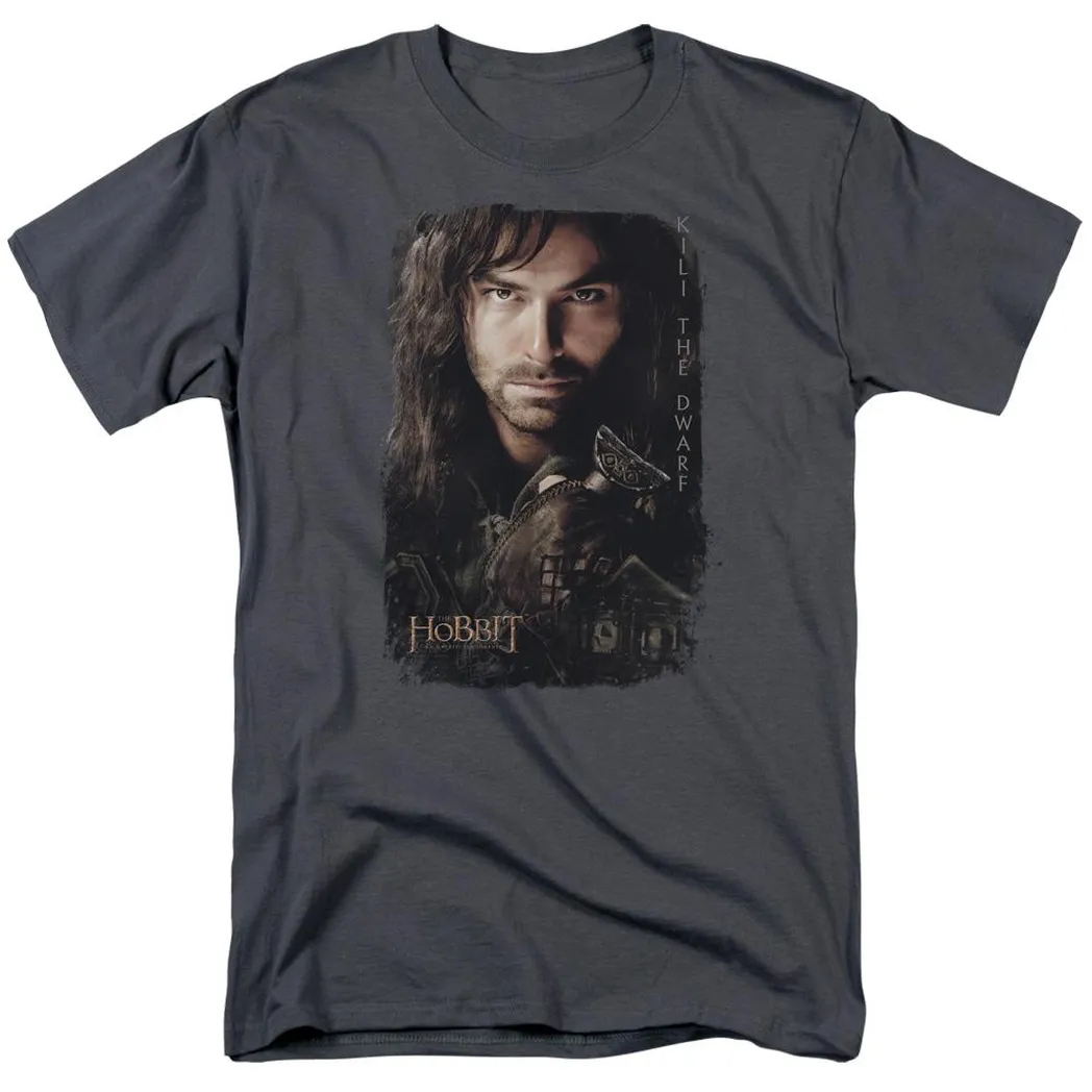 The Hobbit Kili Poster Mens T Shirt Charcoal