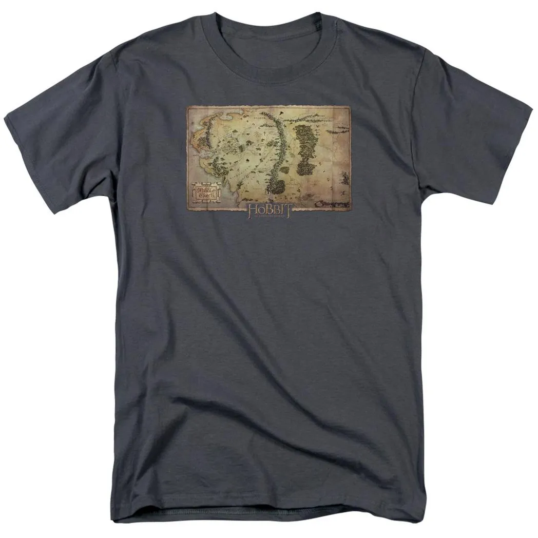 The Hobbit Middle Earth Map Mens T Shirt Charcoal