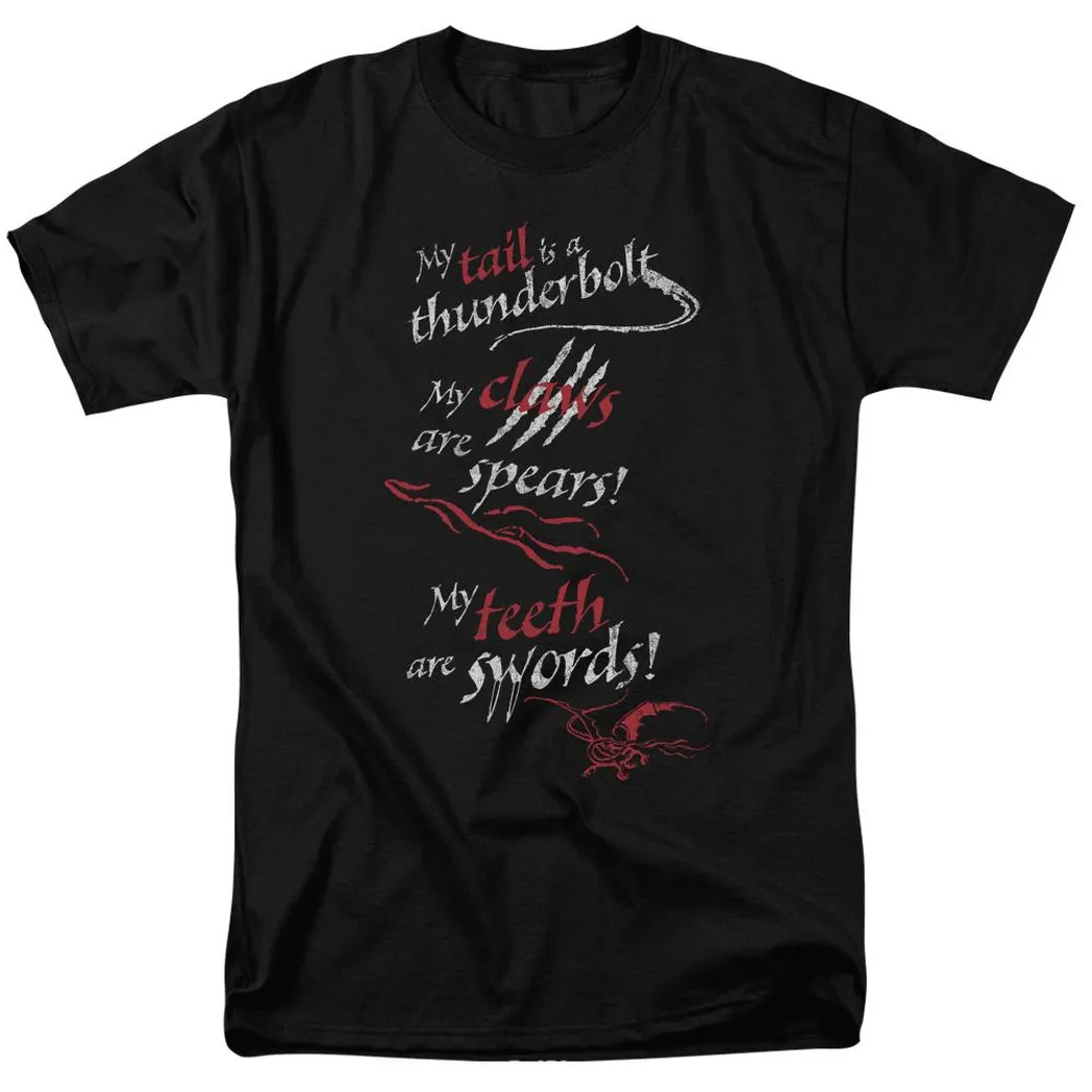 The Hobbit Tail Claws Teeth Mens T Shirt Black