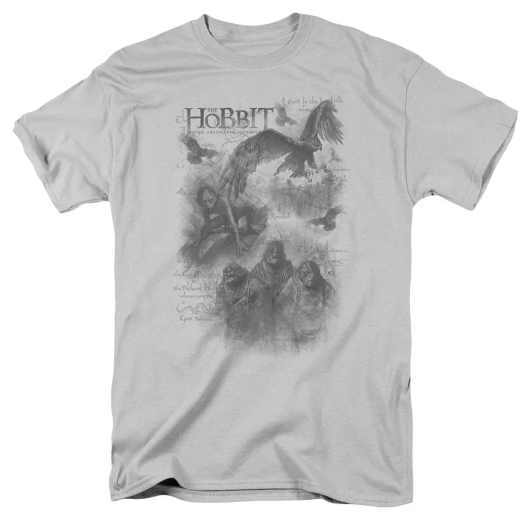 The Hobbit The Hobbit Sketches Mens T Shirt Silver